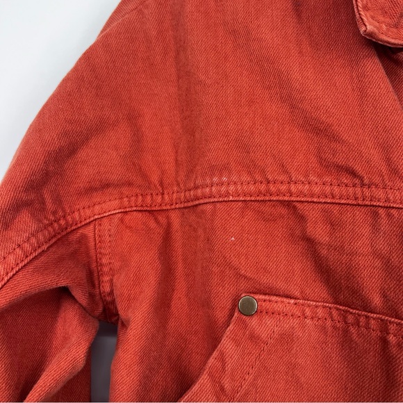 Urban Outfitters Orange Cropped Denim Jean Jacket - Picture 4 of 8